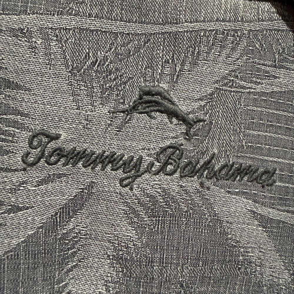 Tommy Bahama Gray Palm-Print Short Sleeve Camp Shirt - Picture 5 of 5